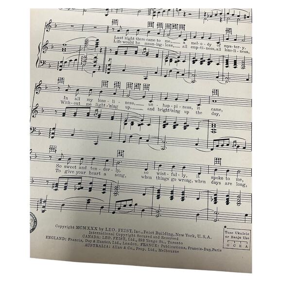 The Song Without A Name Sheet Music Rudy Valee Benee Russell Fox Trot Song - Picture 4 of 6